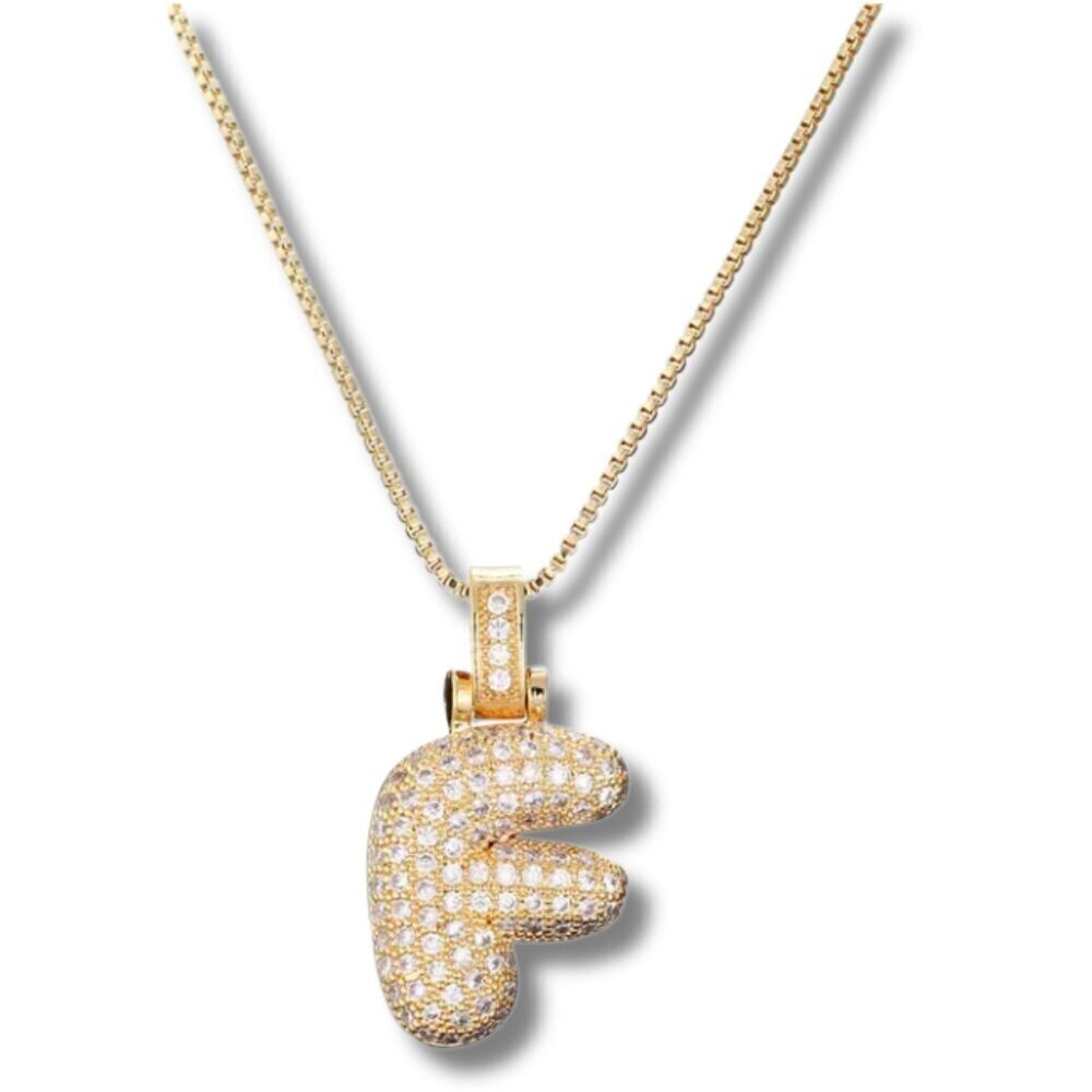 Pendant Bubble Letter Initial "F" Pendant w/Chain
